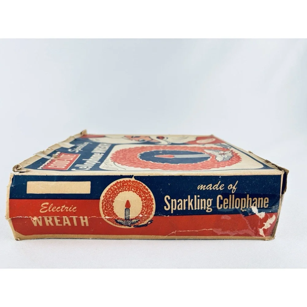 Vintage Good-Lite Electric Wreath of Red Sparkling Cellophane‎ Light Christmas